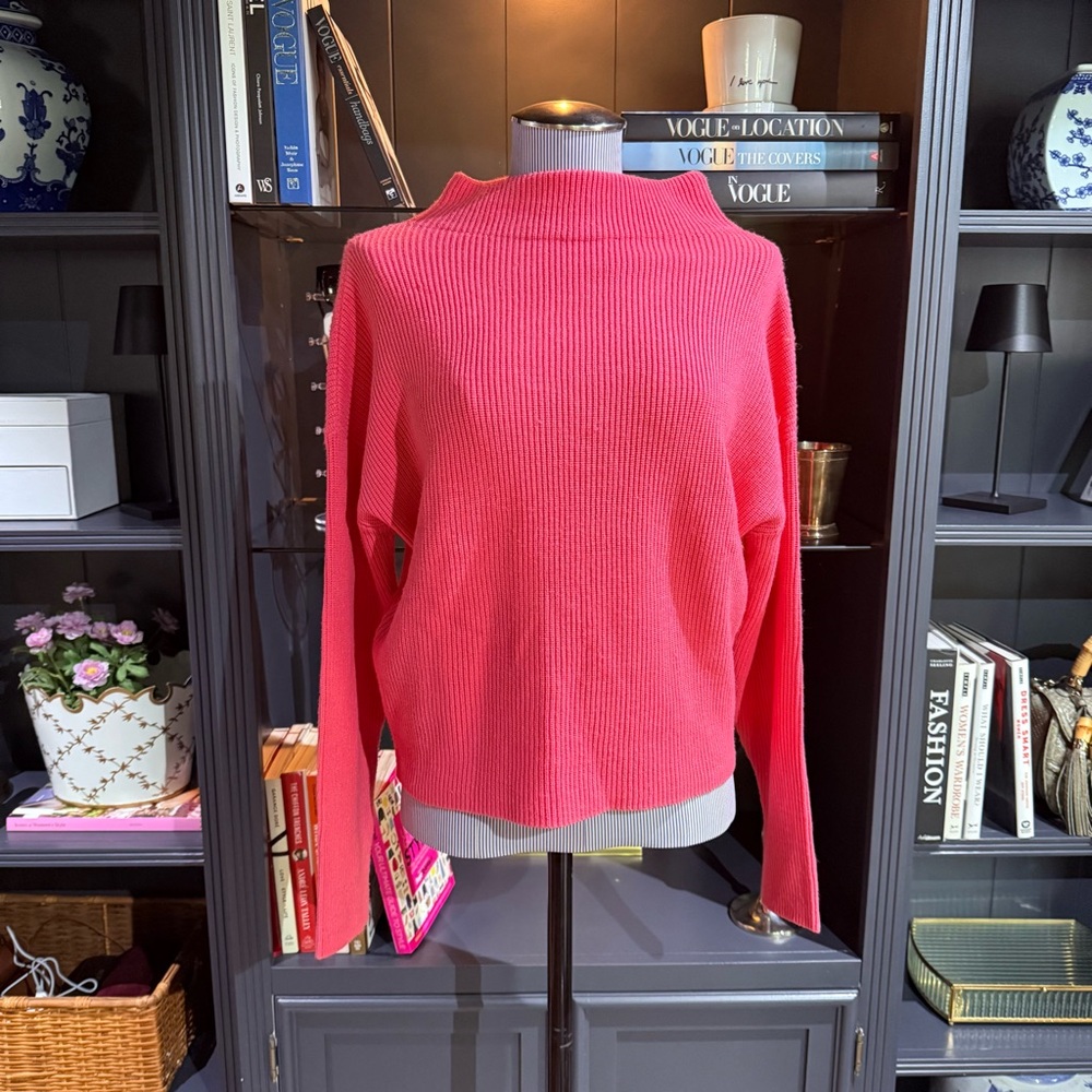 Ann Taylor Bright Pink Funnel Neck Sweater – Size M